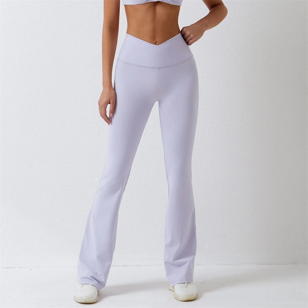 Hoch taillierte Dance Flare Legging Sport-Yoga-Hose mit V-Naht und Crossover-Beinnaht