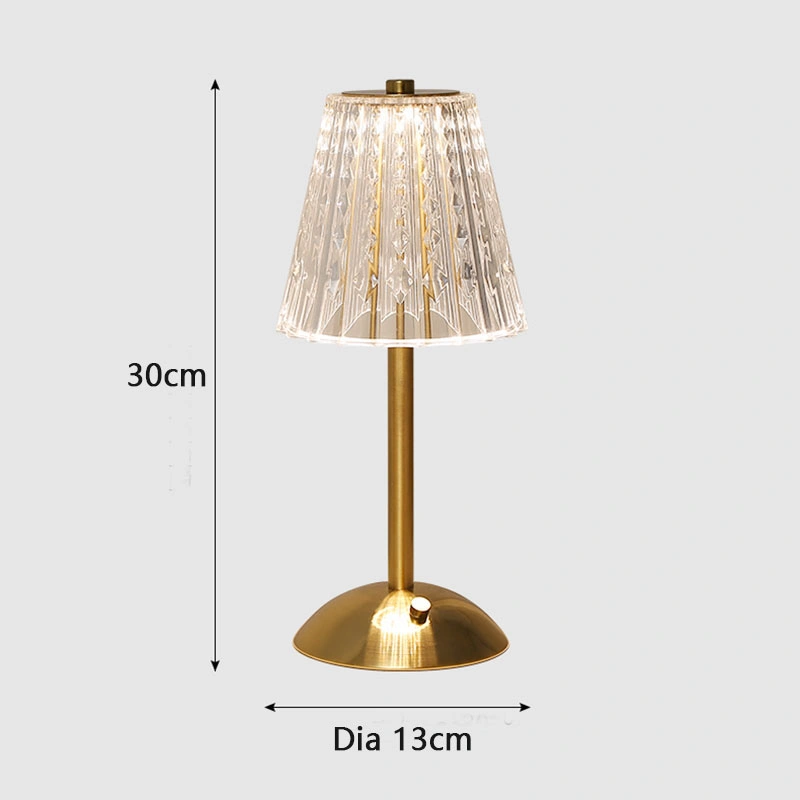 Amazon Luxury Acrylic Modern Transparent LED Touch Control Crystal Bedside Lamp Light Rechargeable New Cordless Crystal Romantic Home Restaurant Table Lamps