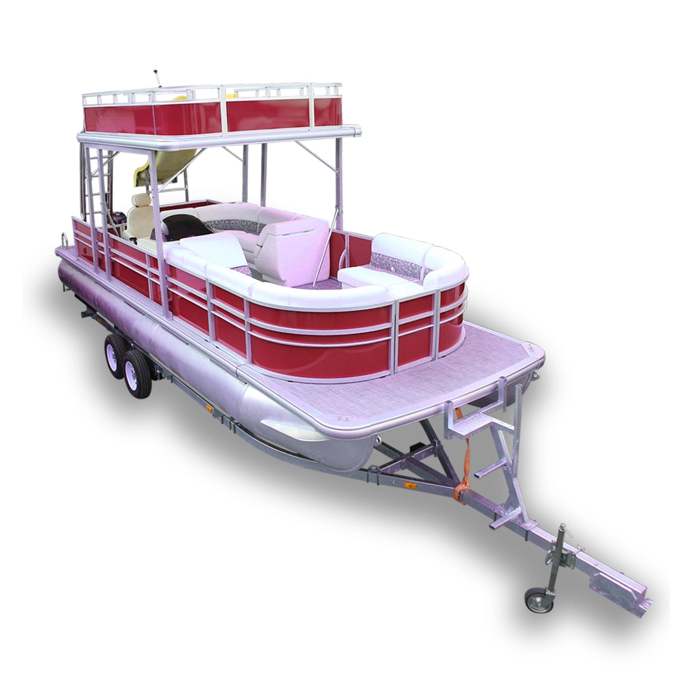 Rojo personalizados Double Decker Pontoon Boat de pesca de aluminio