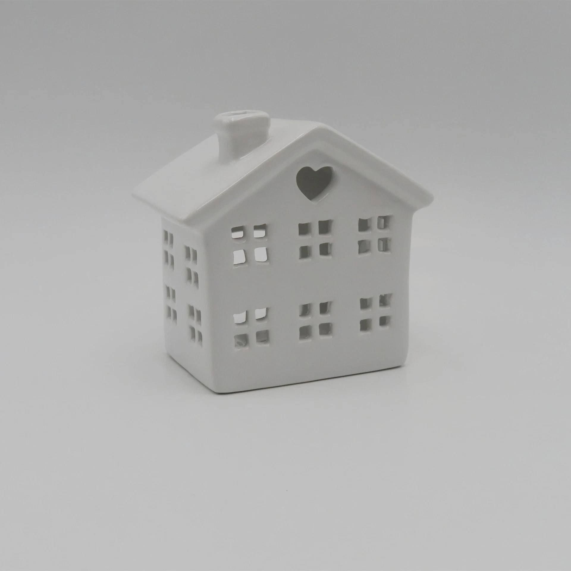 Ceramic House Holiday Gift Creative Hollowed White LED Christmas Home