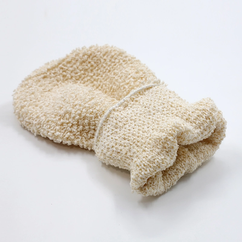 Fibra de cáñamo planta natural ducha Mitt cáñamo exfoliación corporal profunda bañera Exfoliatinggloves Mitt