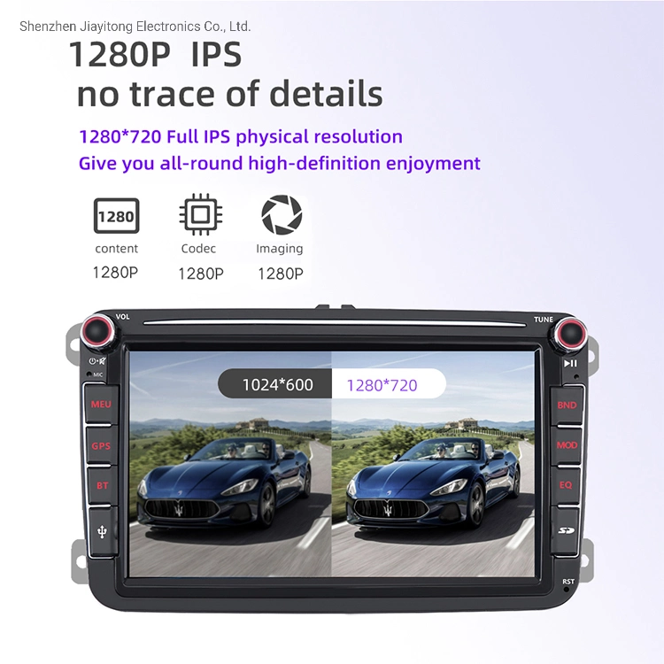 Double DIN 8 pouces Android102+32GB radio voiture WiFi Bt GPS CarPlay FM AM pour système de navigation et GPS pour lecteur de voiture VW