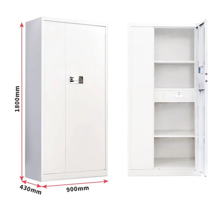 Double Handle Fingerprint Lock Office Electronic Smart Security Storage Cabinet Locker