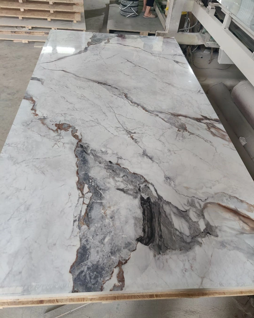 High Glossy PVC Marble Sheet UV Marble Sheet Spc Wall Decorative Panel 1220X2440X2600/2800/3000X2.0/2.5/2.8/3.0mm Decoration Building Material