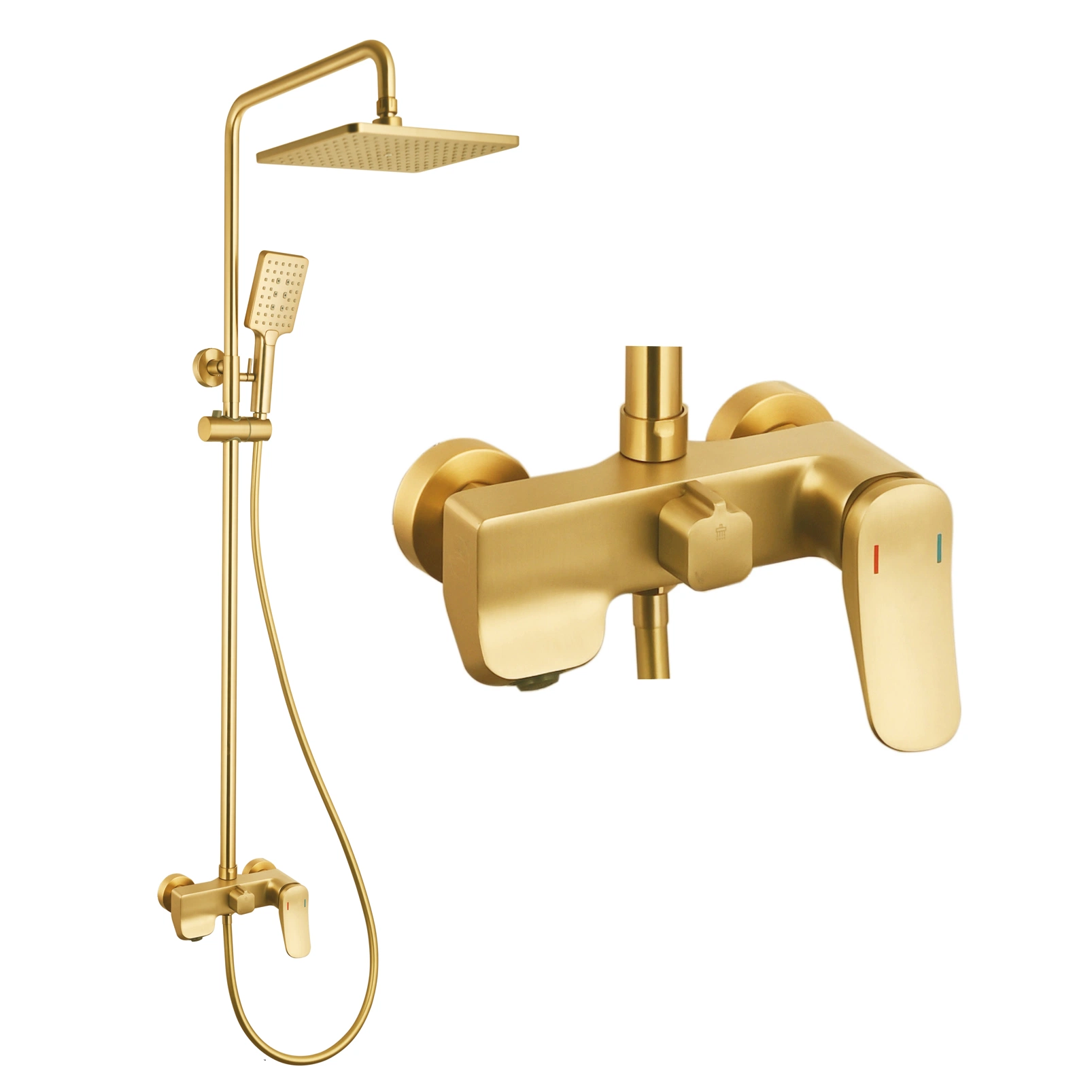 Brushed Gold Rain Shower Head Shower Brass Bathroom Shower Faucet