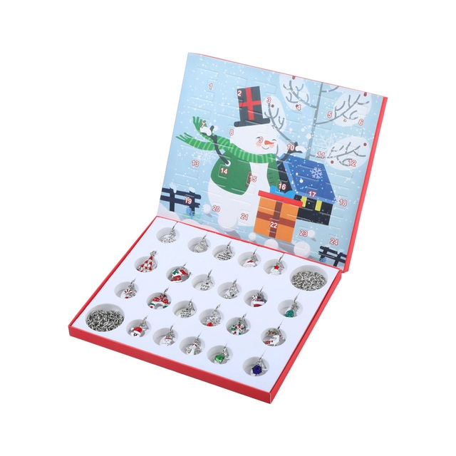 El encanto de bricolaje Joyería Pulsera de 24 días calendario de Adviento cuenta regresiva para el Set de Regalo de Navidad Navidad muñeco de nieve Caja de regalo para los niños adulto