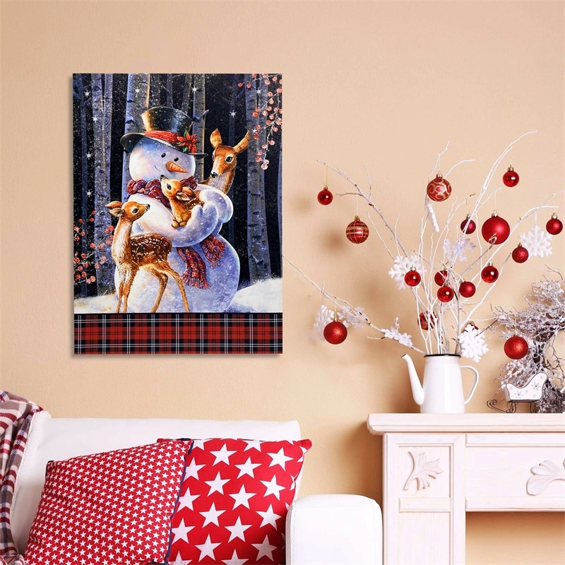 24X36 Inch Holiday Home Decorative Winter Scene Painting Lighted LED Lights Christmas Canvas Print