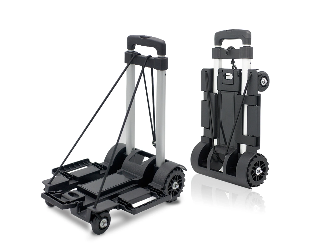 4 Wheels Mini Foldable Trolley Hand Truck Aluminum Alloy Dolly Portable Cart for Home Office Shopping Travel Use Compact Light Weight