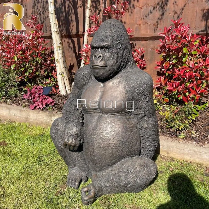 Neues Design Metall Handwerk Life Size Bronze Gorilla Statue Outdoor Dekorative Tierskulptur