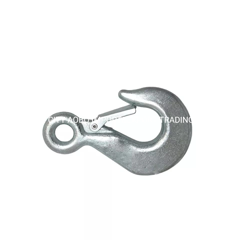 Drop Forged Us Type DIN689 Galvanized Lifting Carbon Steel Safety Eye Slip Hook with Latch