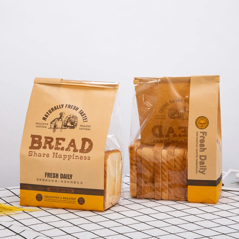 Lebensmittelqualität Verpackung Craft Brot Papierbeutel mit klarem Fenster