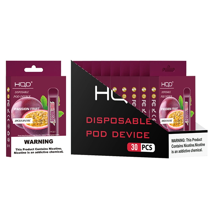 Hqd Cuvie 300 Bouffées Cigarette Électronique Sans Nicotine Saveur Fruit de la Passion Vente en Gros Vapoteuse Jetable