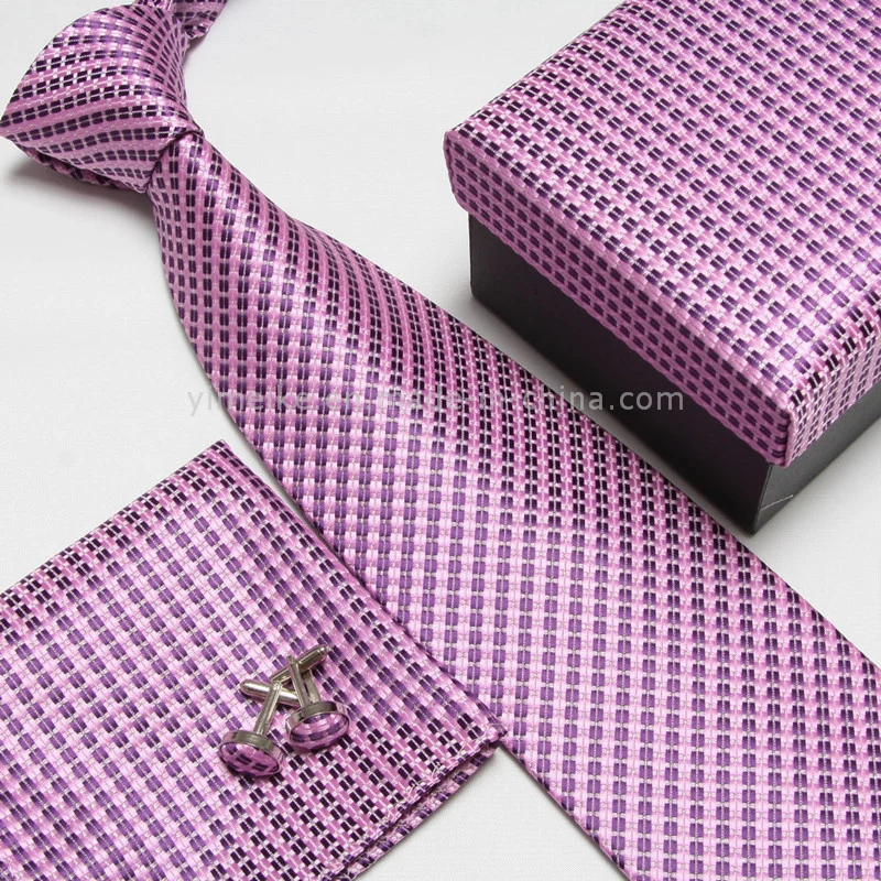 Alta calidad clásica patrones de jacquard Hombre lazo Hanky Cufflink corbata Establecer