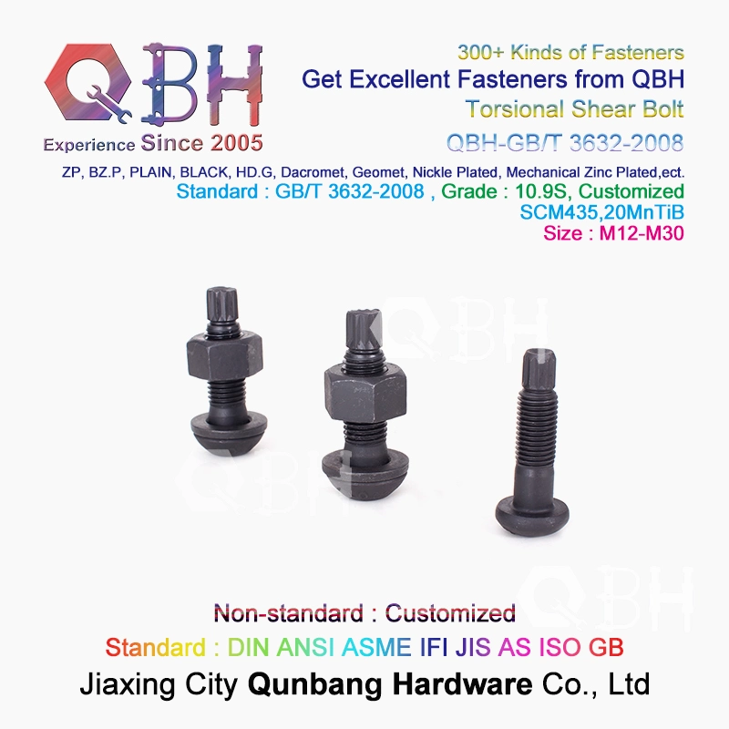 Qbh Tension Control Torsional Shear Bolt Nut Steel Structure Railway/Highway/Bridge/Boiler/High-Rise Gebäude Hochfeste Interne/Externe Gewindeteile