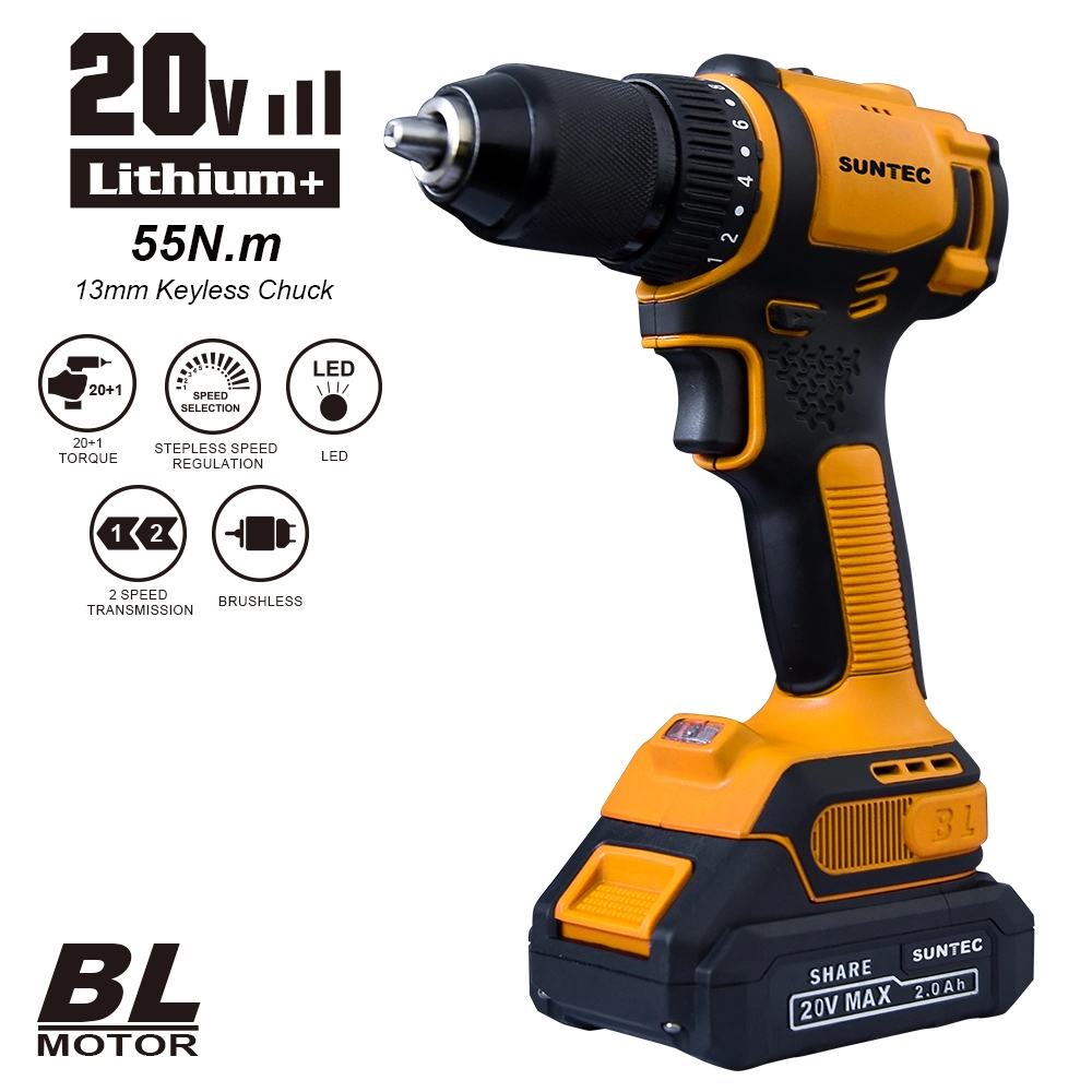 2024 Suntec Factory Exclusive Design Power Drill Cordless Tools Kit/Set with 2 Batteries and 1 Fast Charger for Sale