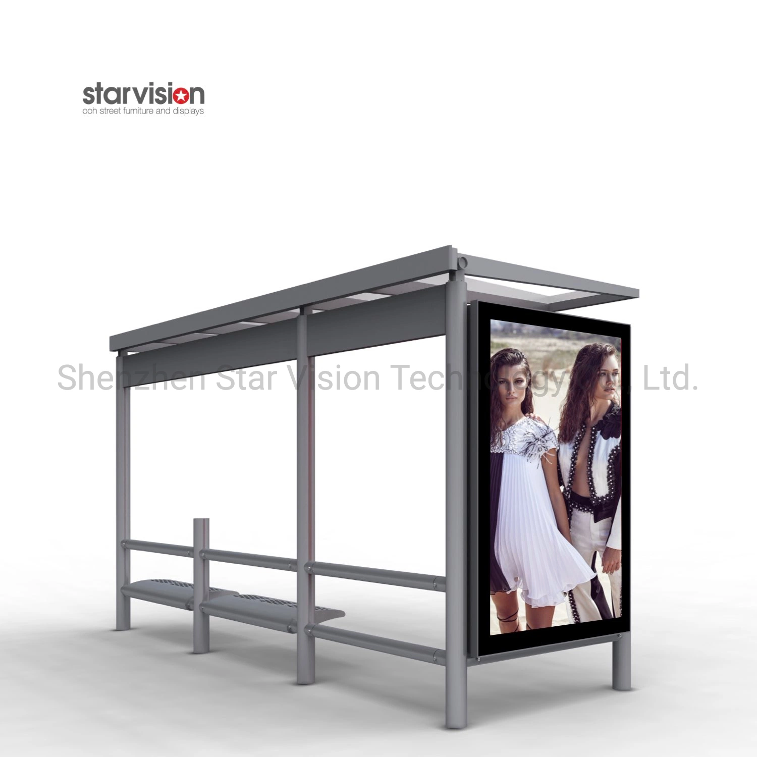 Morden Design Passenger Waiting Bus Stop Shelter with Outdoor LCD Screen Display