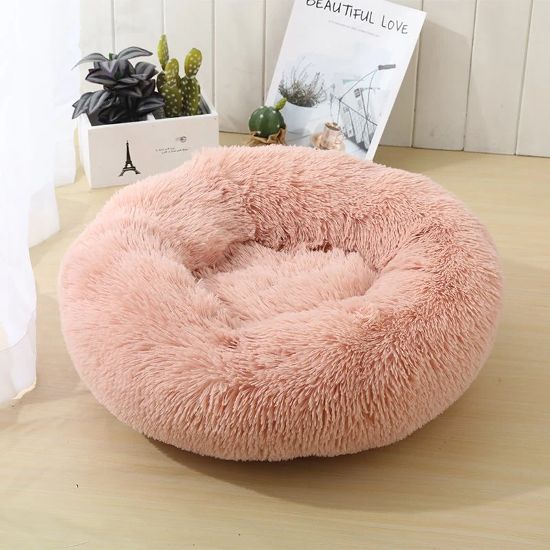 Supplier of Round Pet Cat Bed, Plush Material, with Anti-Slip & Waterproof Bottom for Various Size Dogs & Cats