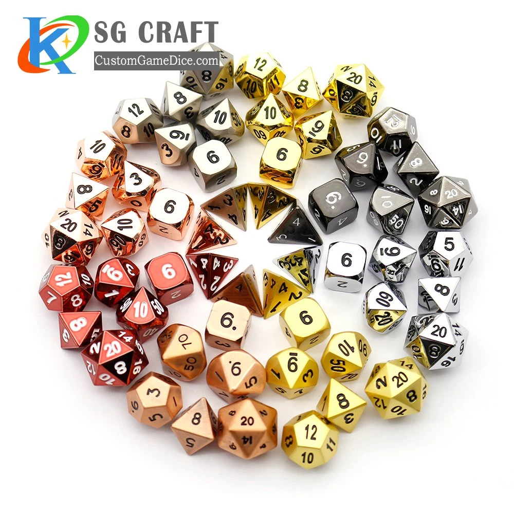 Custom Appeal High Quality Customized Color Casino Game Enamel Metal Dice Dnd Dice Metal Polyhedral Dice Set