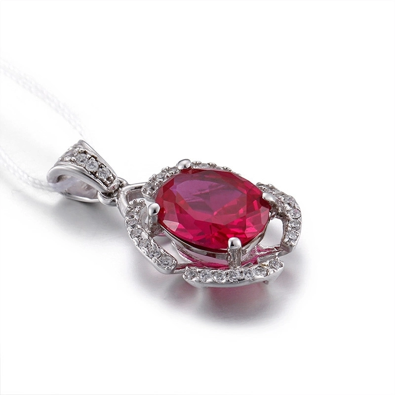 Ruby 925 Silver Gemstone Pendant July Birthstone Pendant Necklace Charms