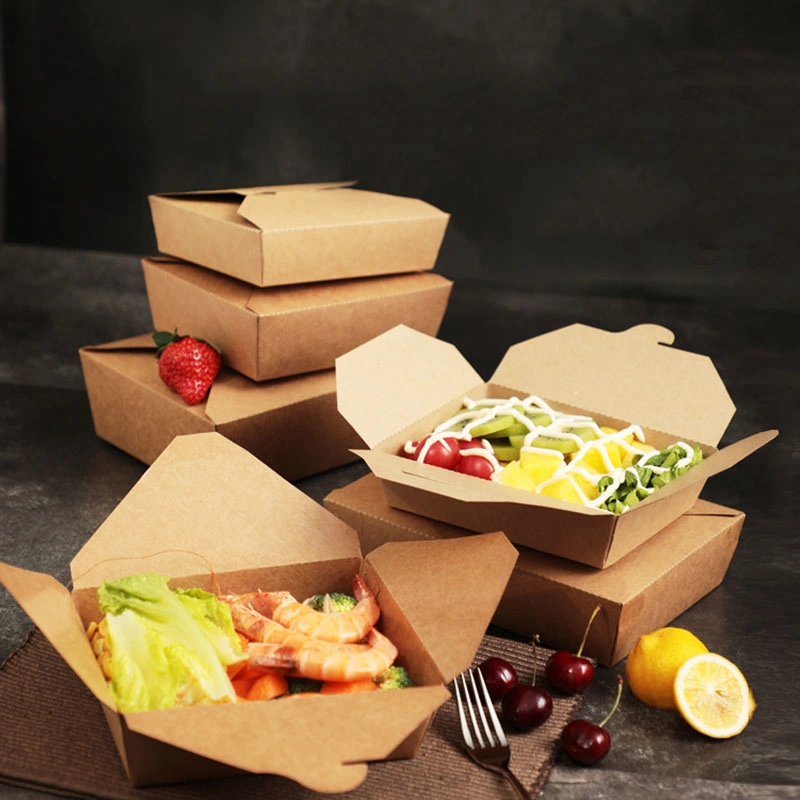 Disposable Non Window Kraft Paper Deli Boxes 20cm