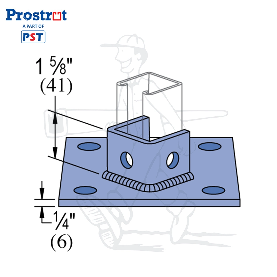 SS304/SS316 7 Hole Diagonal/Square Post Base for 1-5/8" Series Strut Channel