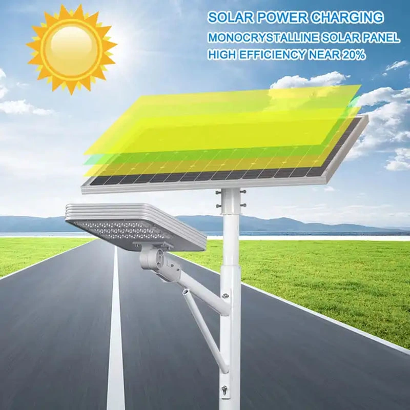 2023 Newest All in One IP65 Lithium Battery Powered Smart Self Cleaning Solar Street Light 50W/80W/100W LED Street Light