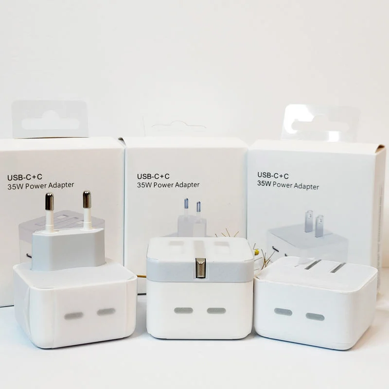 Benutzerdefinierte 35W Dual Port USB-C auf USB-C Travel Adapter Wand Für Phone 14 13 12 iPad blockieren