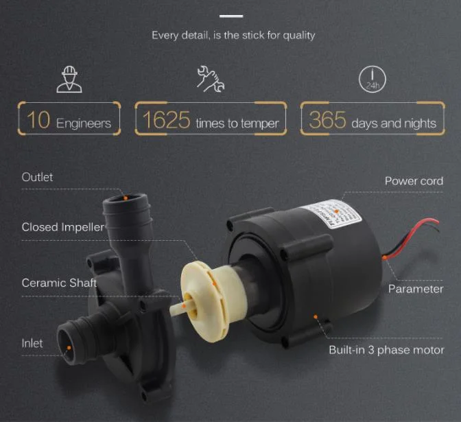 Pompe à eau centrifuge submersible de petite taille à haute performance et longue durée de vie de 12V ou 24V CC pour circulation d'eau, fabriquée par une usine de pompes CC