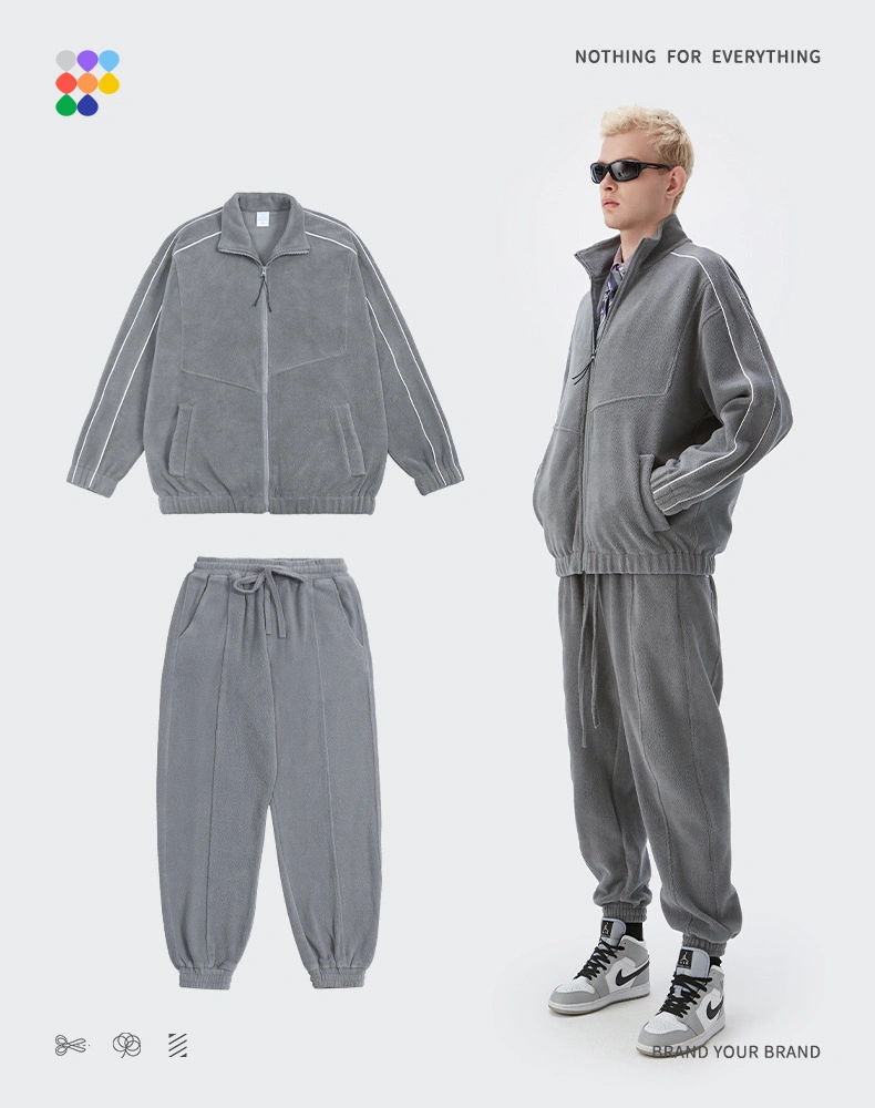 Traje de chándal personalizado conjunto de trajes deportivos de invierno chaqueta de camiseta largo Manga 100% Color Coat+Pants GYMS Casual Sportswear Traje ropa deportiva
