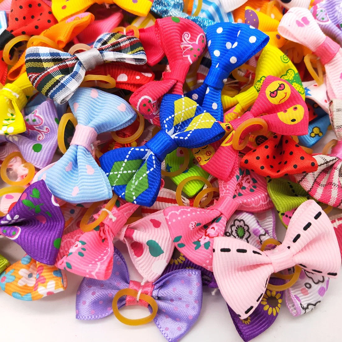 Hot Sale Lovely Multi Color and Design Elastic Pet Dog Hair Bow