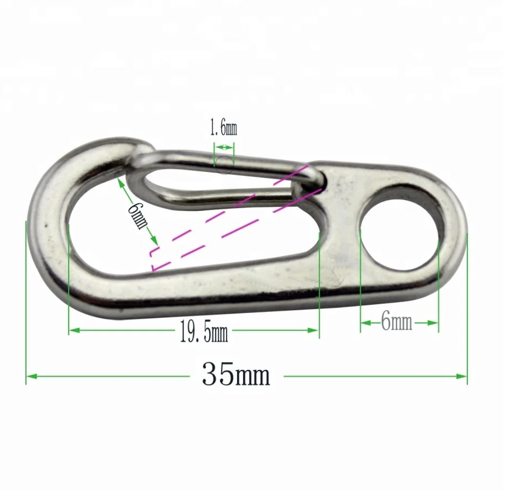 Cadena de resorte de gancho rápido de acero inoxidable 304 Mini Ganchos de tornillería de fijación de llavero