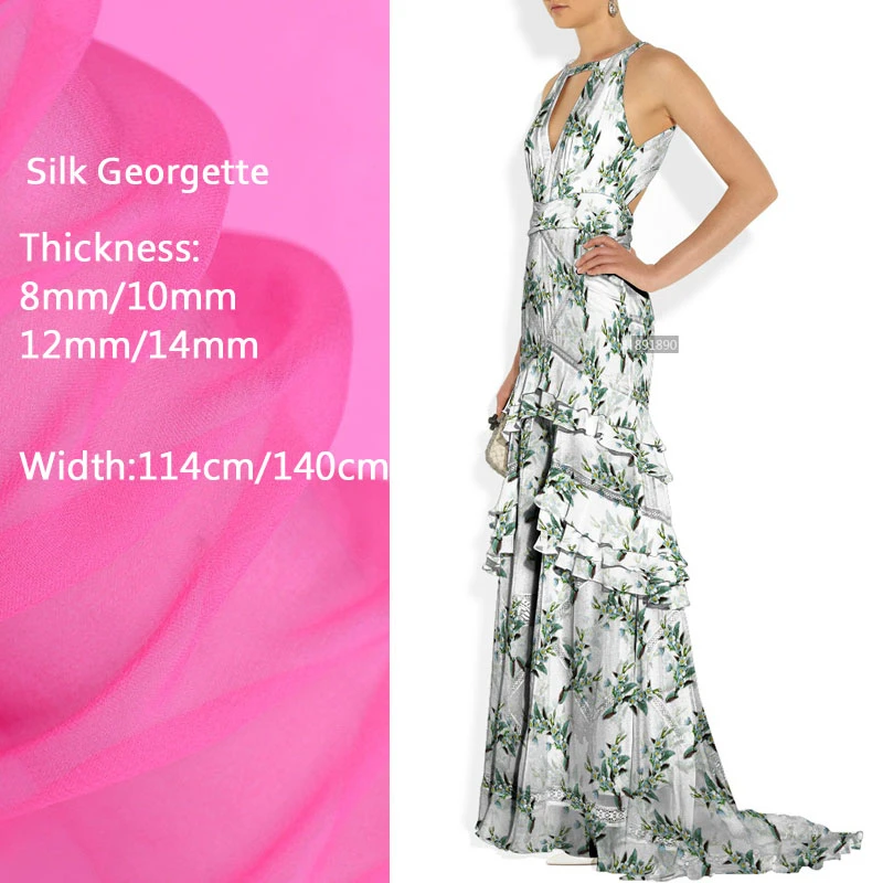 14mm Floral Designs Digital Printed Silk Georgette Fabric for Lady Dress