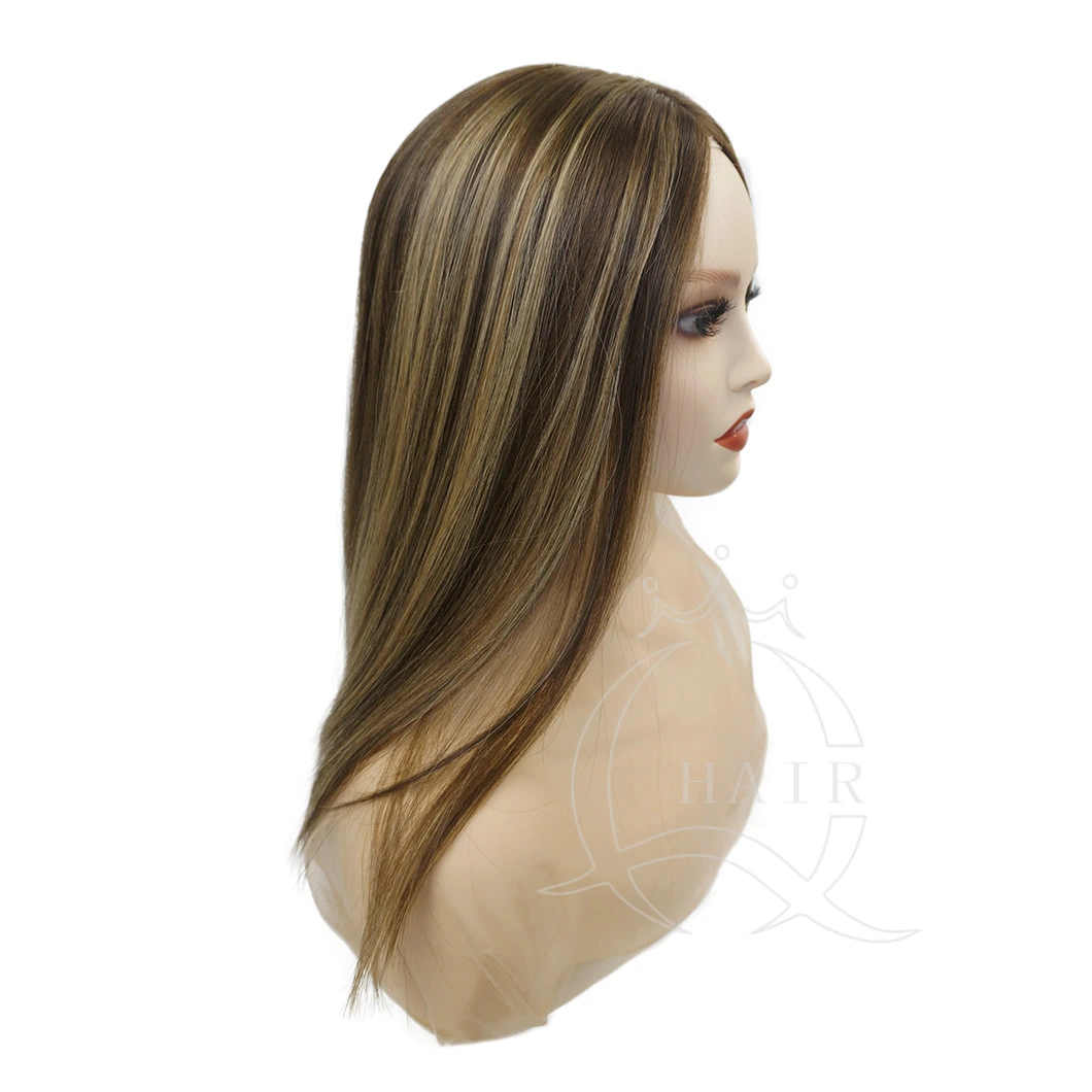 Virgin Hair Silk Topper for Thin Hair Lady Top Quality Hair Silk Topper The European Hair Silk Topper 14 Inch Hairpiece