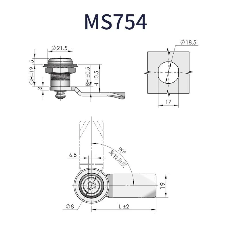 Benutzerdefinierte Tür Schalter Schrank Cam Distribution Schrank Tür Box Dreieck Mechanische Verriegelung Ms754 Verriegeln