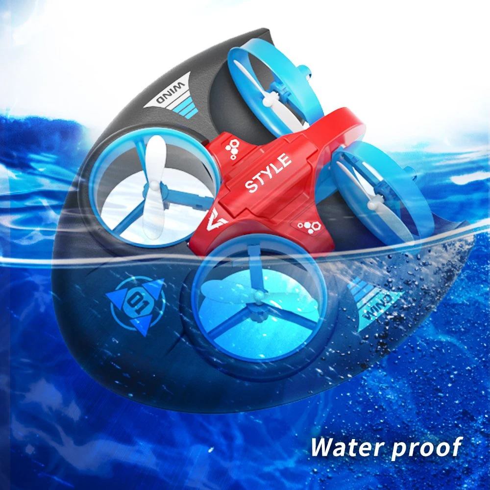 3 en 1 RC teledirigido Sea-Land-resistente al agua de modo Aire aerodeslizador Toy Quadcopter Drone Mini