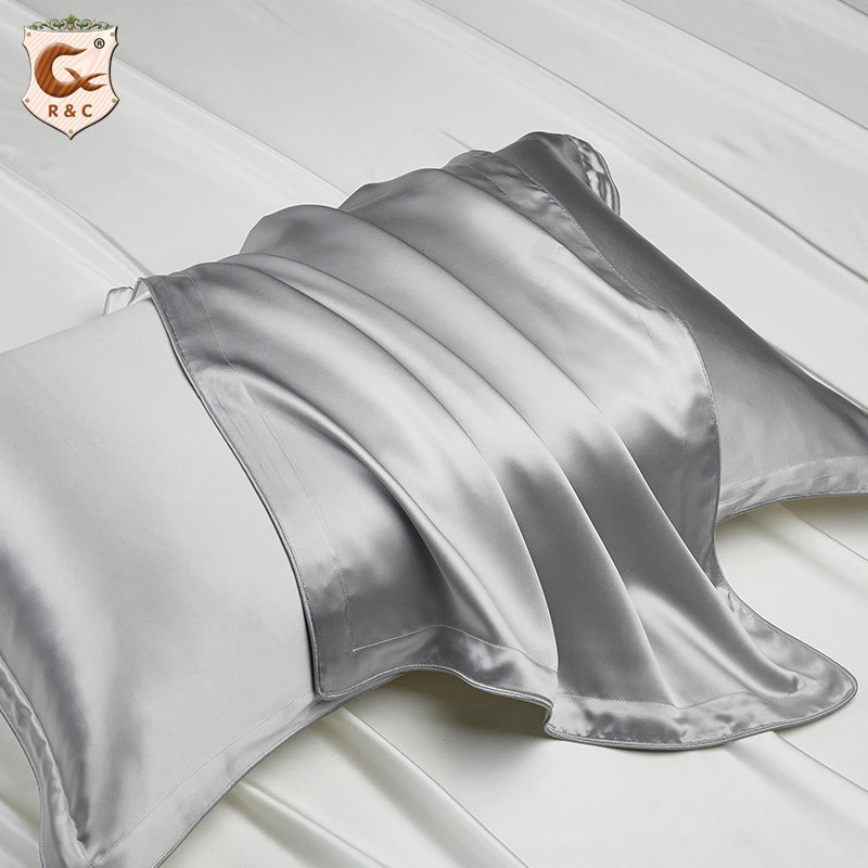 Solid Color Ice Silk Pillow Towel Simulation Silk Pillow Case Set