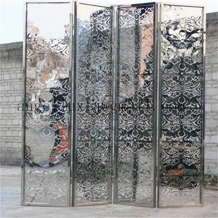 Chinese Style 3 Panel Room Divider Stainless Steel Folding Screen From Original Factory