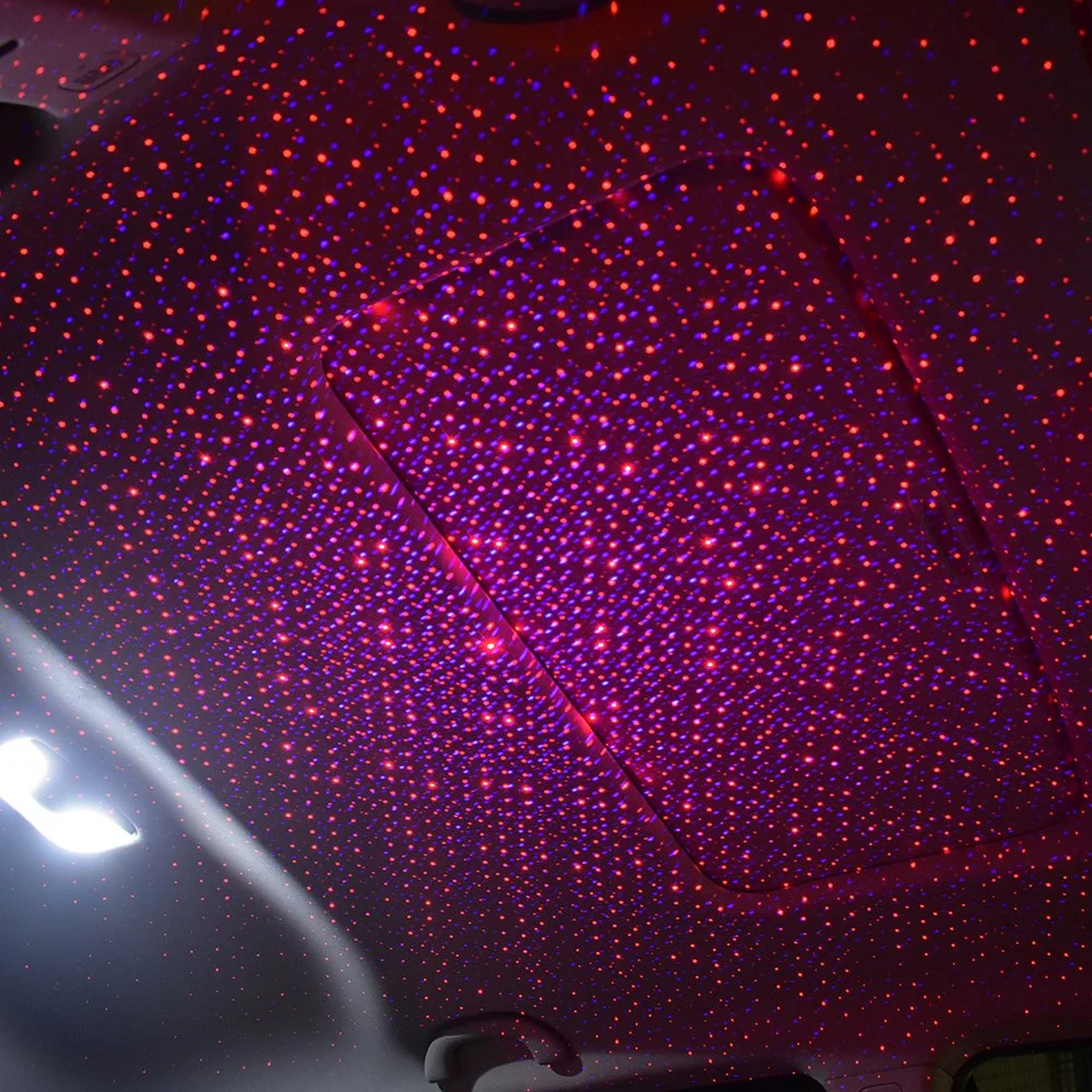 Car Roof Light Adjustable USB Mini LED USB Star Projectile Light Car Roof Star Night Room Ambient Light Car Interior Red