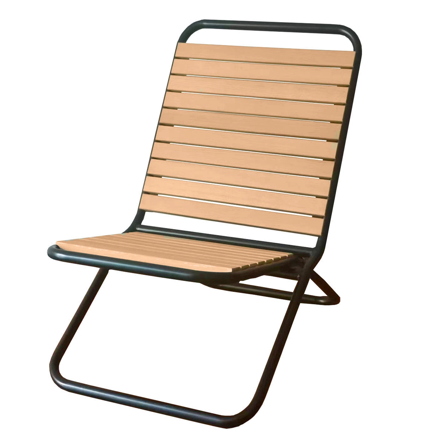 Estilo moderno al aire libre Beach Folding Chair Marco metálico listones de madera Chaise Lounge