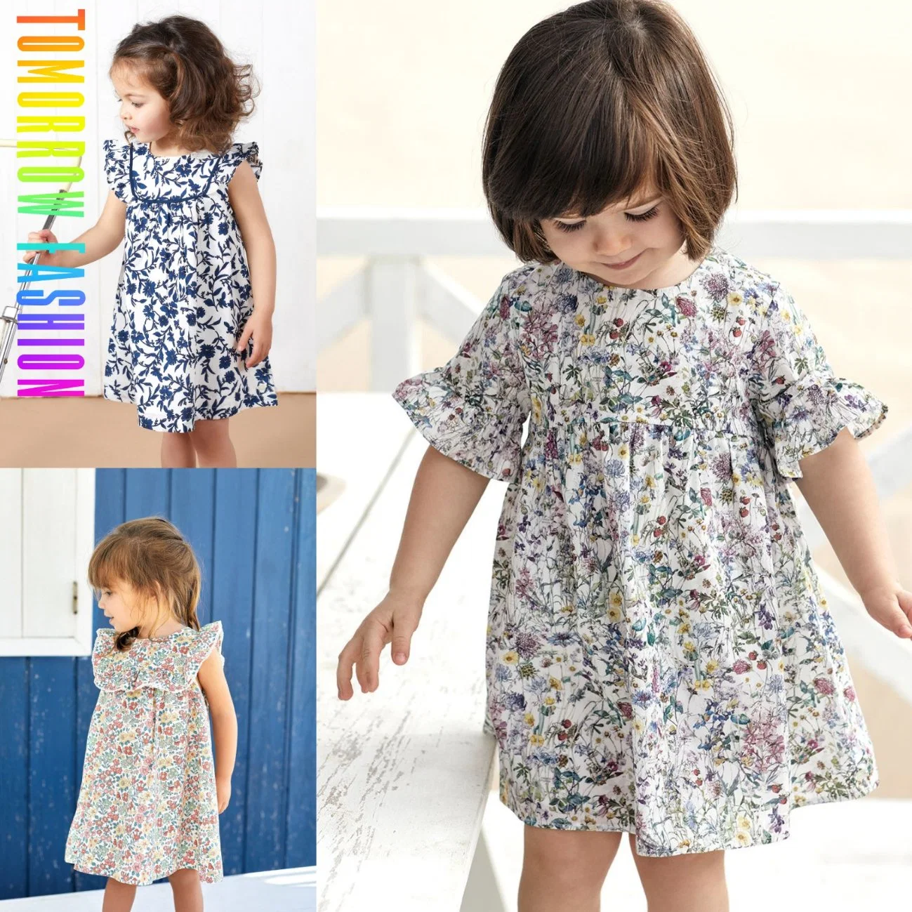 2023 nuevos arribos etiqueta privada Diseñadores mayoristas personalizados de alta calidad Moda casual ropa de verano para niños ropa para niños Flor niñas vestir Con Floral