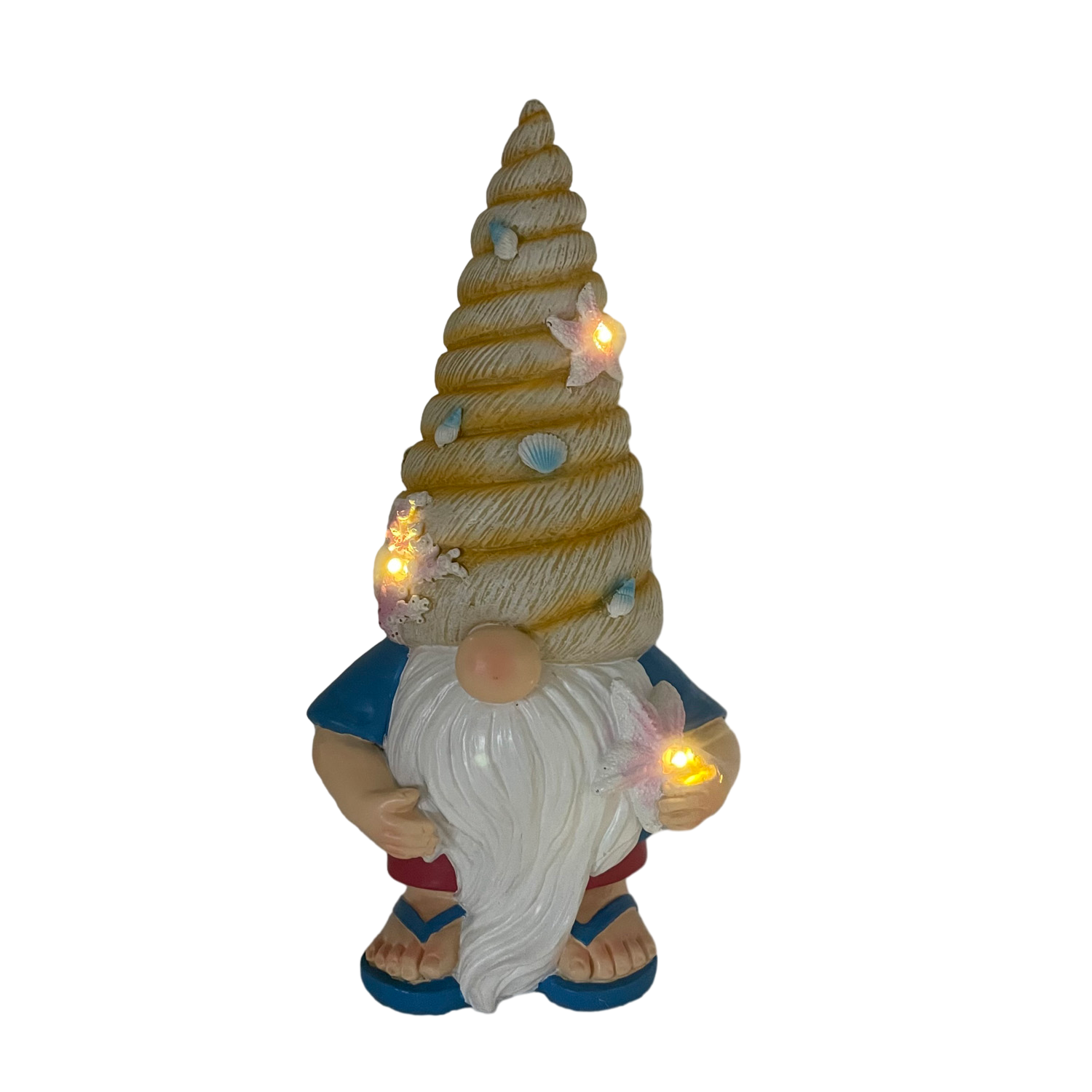 Spring Gnome Statue with Solar LED Lights for Outdoor Garden Decoration