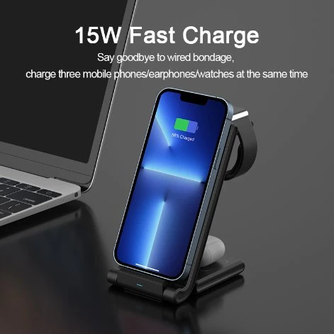 3-in-1 Foldable 15W Wireless Charger Simultaneous Fast Charging of Mobile Phones/Watches/Earphones