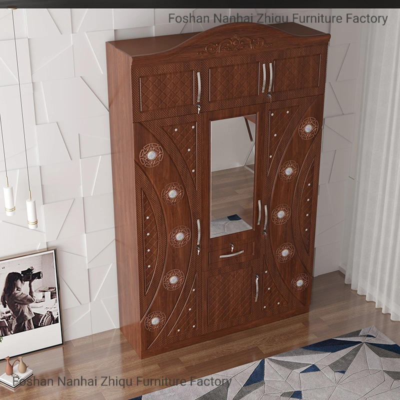 Meuble de chambre Armoire à vêtements pour le rangement Style moderne Armoire 3 portes avec cabinet supérieur et tiroirs