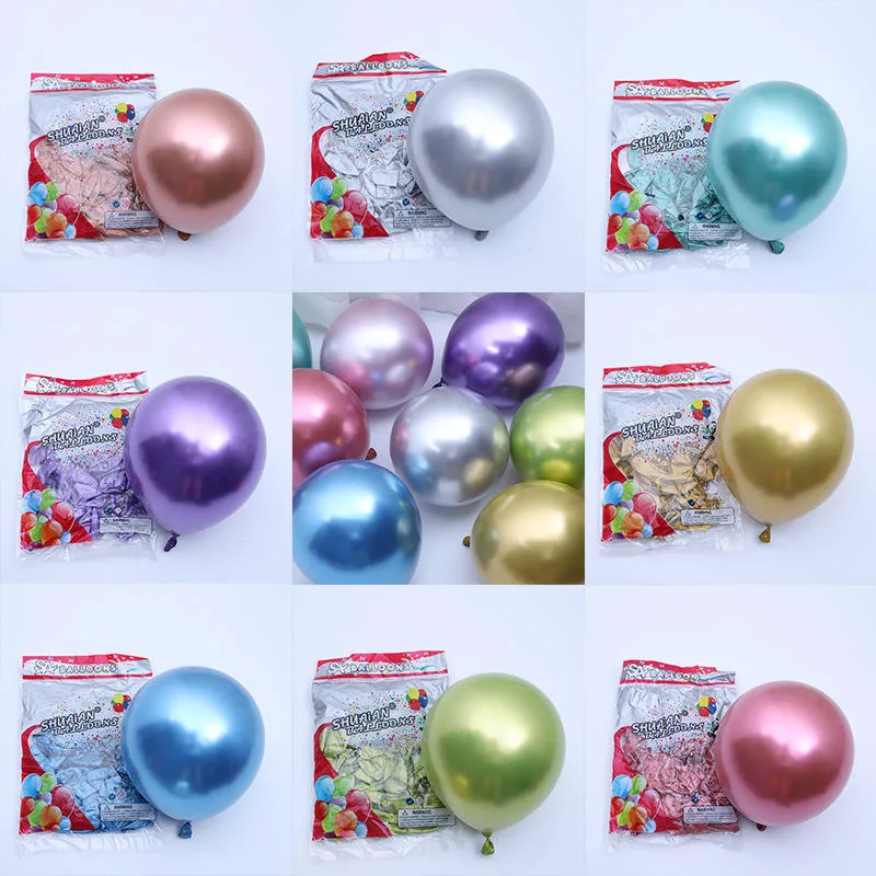 Balloons Wholesale/Supplier 10inch Glossy Metal Pearl Latex Balloons Thick Chrome Metallic Colors Helium Air Balls Globos