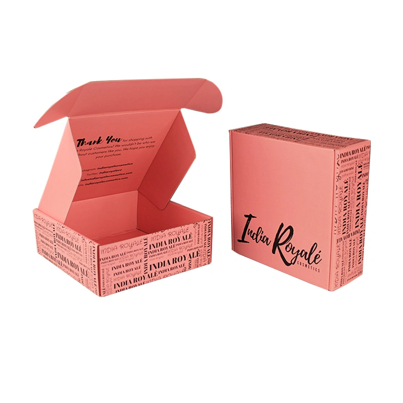 Pink Corrugated Mailer Box Cosmetic Mask Color Gift Food Outer Packaging Box Square Small Paper Box