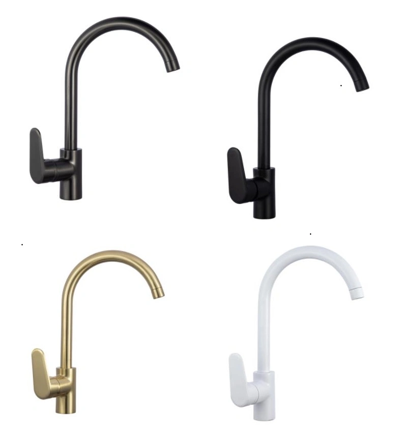 Matte Black Single Hole Kitchen Faucet Prep Bar Sink Tap One Handle Lever 360 Rotating Gooseneck Cold Hot Mixer Water