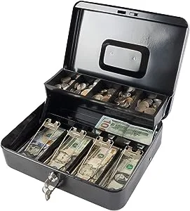 Small Fireproof Locked Locking Cash Lock Box with Money Tray and Slot