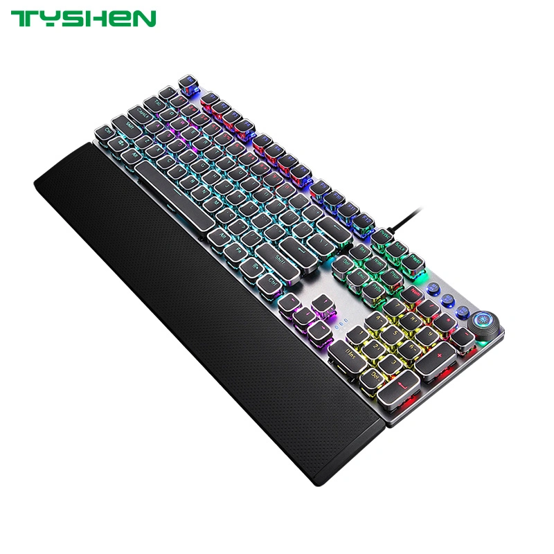 Mechanical Keyboard Punk Keys with Hand Support Multimedia Keys&Volume Knob