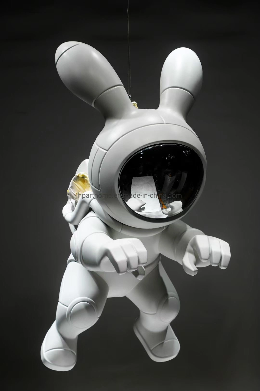 White Creative Rabbit Spaceman Indoor Statue Art Decoration Animal Sculpture