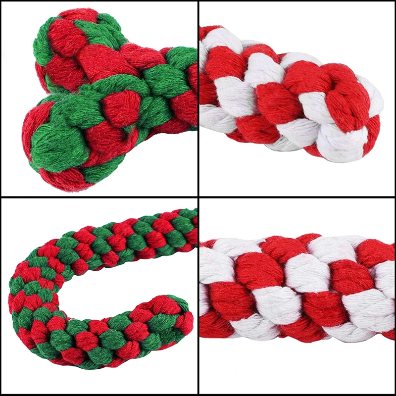 Christmas Squeaky Dog Toys for Puppy Pet Chew Toys Dog Rope Toys